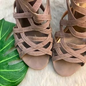 XAPPEAL Tan Strappy Wedge Sandals